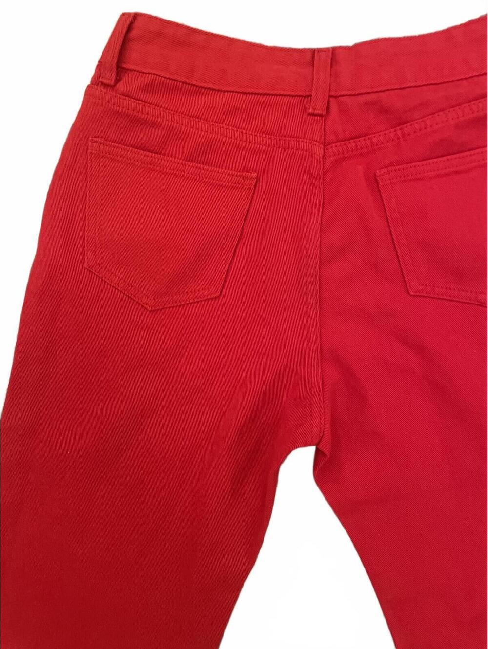 Cider Wide Leg Jeans Women's Medium Frayed Hem Red Cotton - Picture 6 of 9